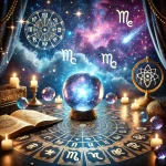 Horoscoop Orakel: Ontdek Wat de Sterren voor Jou in Petto Hebben DALL·E 2025-01-22 16.09.12 – A mystical scene centered around the theme of a horoscope oracle, featuring a glowing crystal ball surrounded by shimmering zodiac symbols. The backgr