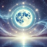 Volle Maan mei 2025: Betekenis, Spirituele Kracht en Invloed op Sterrenbeelden DALL·E 2025-03-15 19.29.27 – A mystical full moon shining brightly in a starry night sky, casting a serene glow over a calm landscape. The scene has a magical, spiritual aura, wit