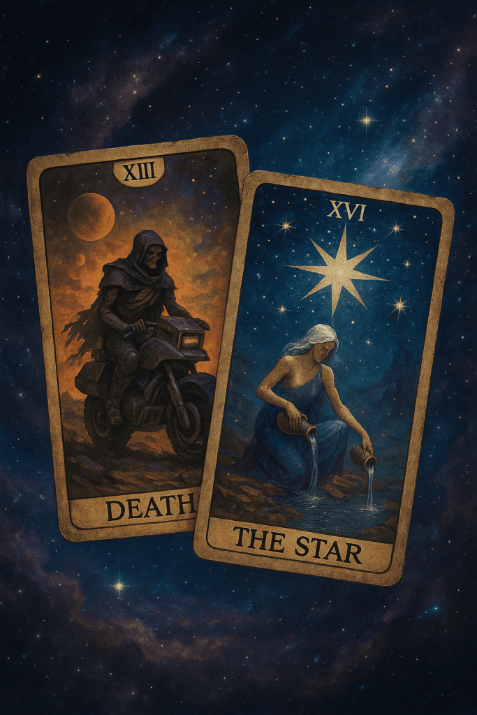 Tarotkaarten van de Maand: De Dood en De Ster – Durf jij écht opnieuw te beginnen?